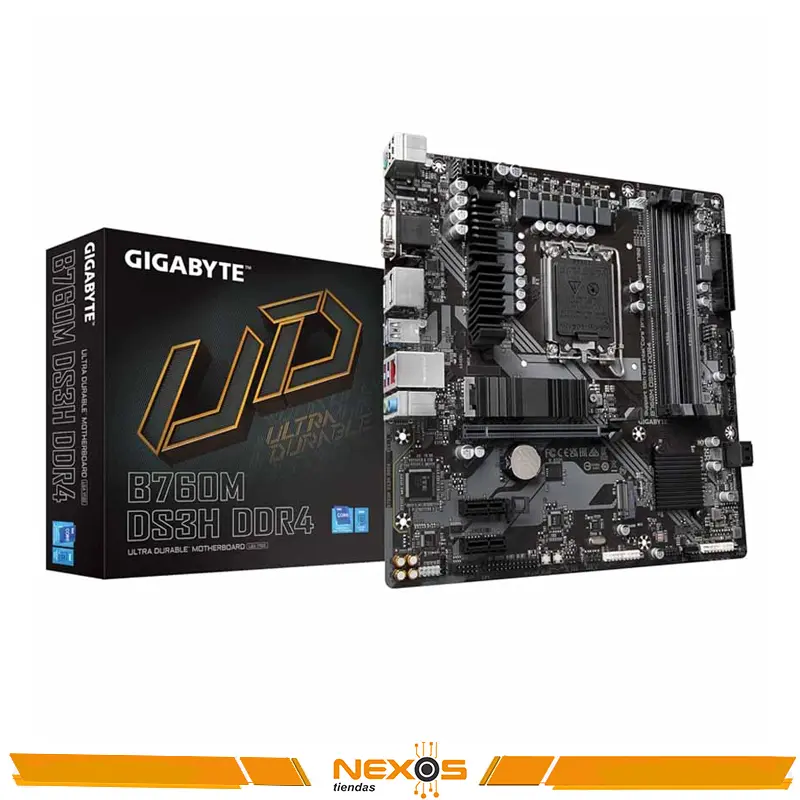 PLACA MADRE GIGABYTE B760M DS3H DDR4 (REV. 1.0), INTEL B760, MATX 