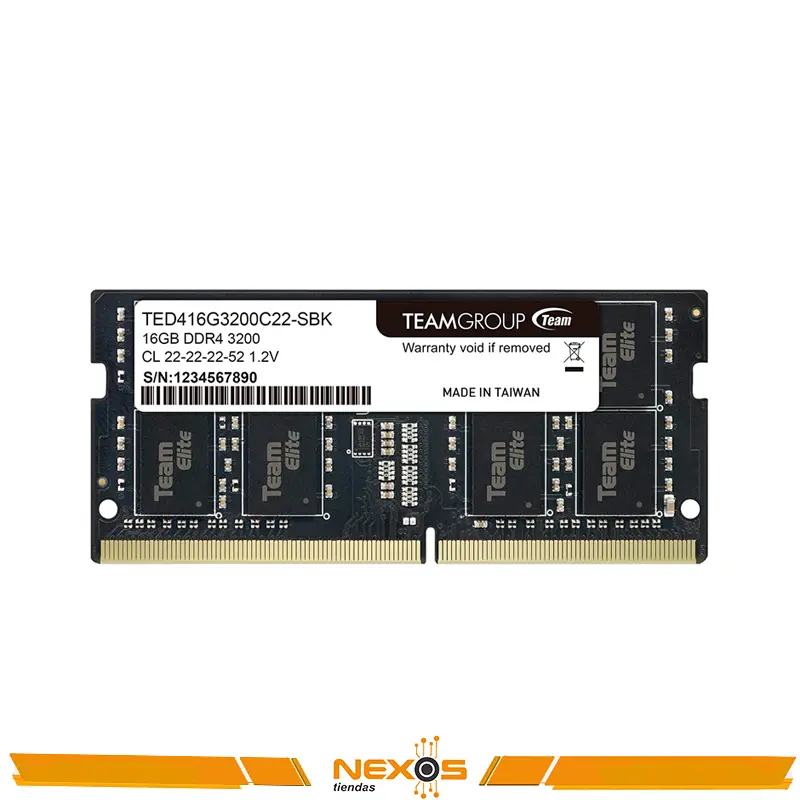 MEMORIA RAM SODIMM TEAMGROUP ELITE, 16GB DDR4-3200MHZ (PC4-25600) 1.2V, CL22