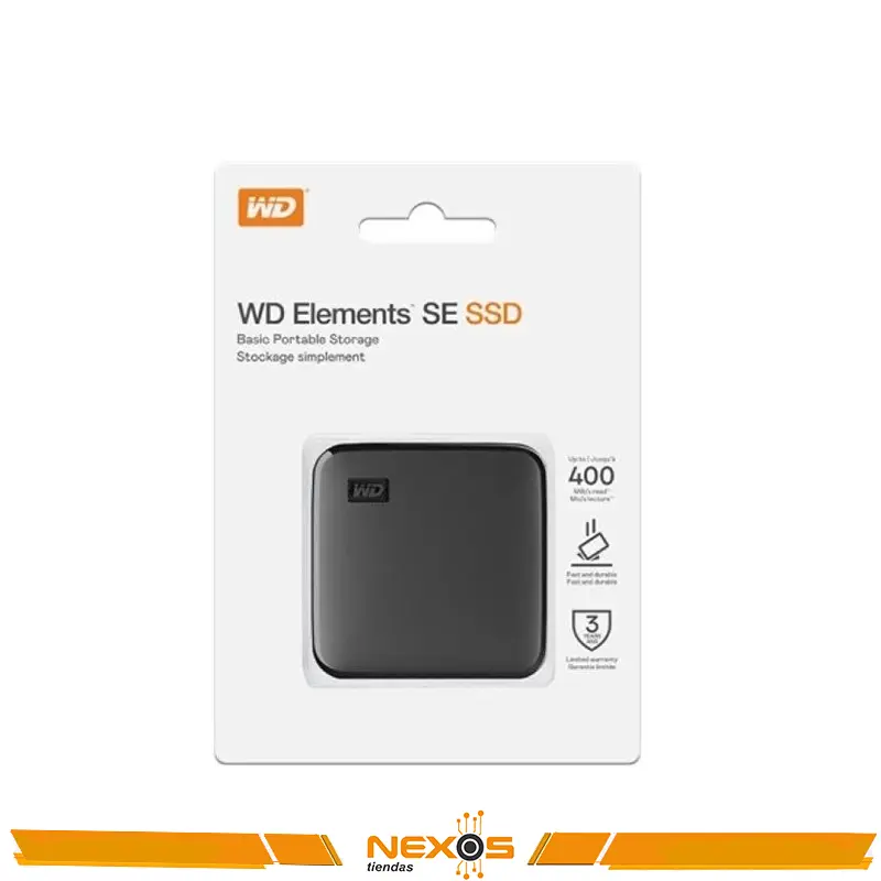 UNIDAD SOLIDA EXTERNO WESTERN DIGITAL ELEMENTS SE SSD PORTATIL, 1TB, USB 3.0.