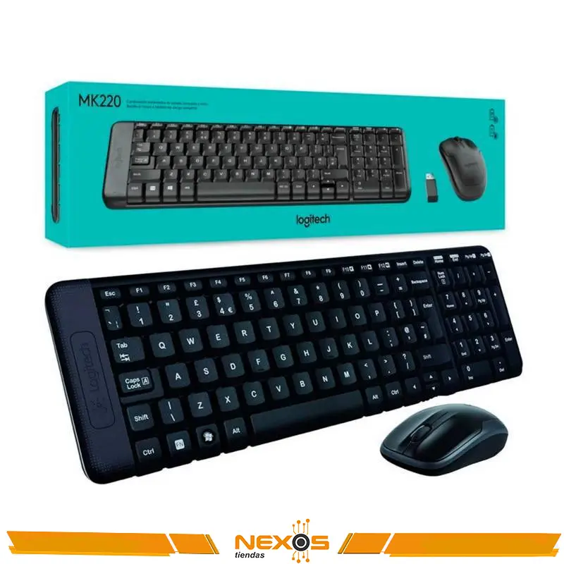 TECLADO LOGITECH MK220 INALAMBRICO + MOUSE USB ESPAÑOL NEGRO
