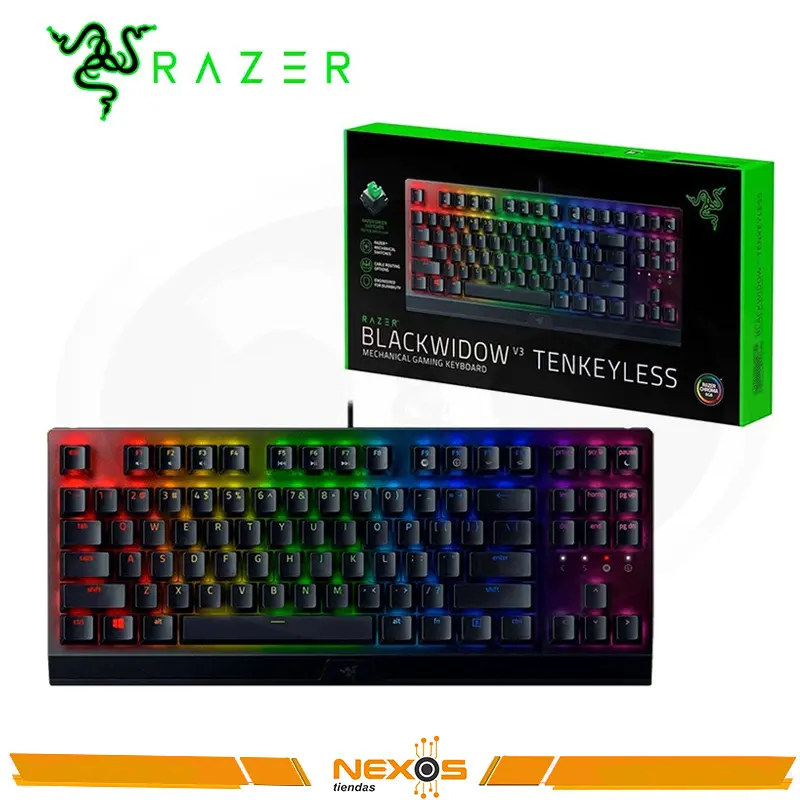 TECLADO RAZER BLACKWIDOW V3 TENKEYLESS MECHANICAL - GREEN SWITCH-CHROMA