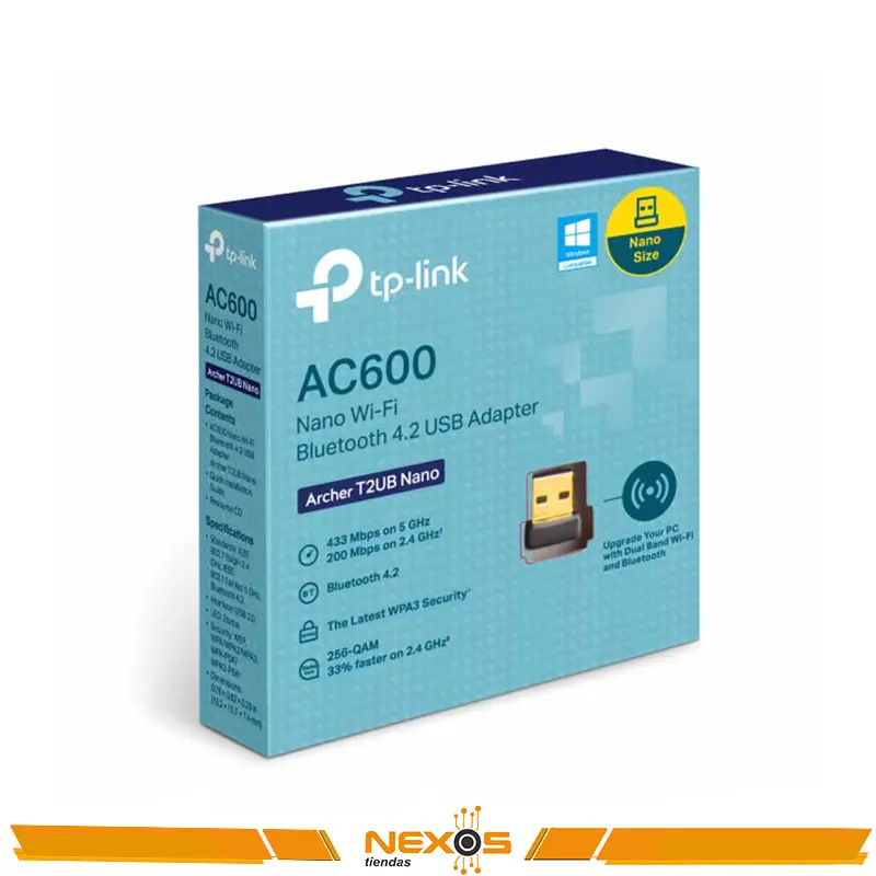 ADAPTADOR Wi-Fi BLUETOOTH 4.2 USB TP-LINK ARCHER T2UB NANO AC600