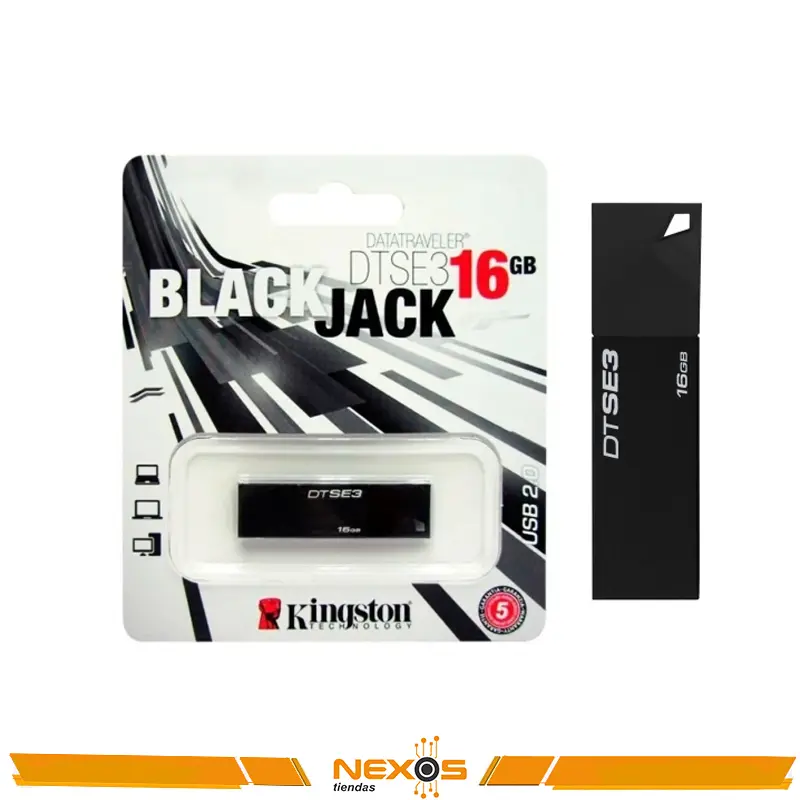 MEMORIA USB KINGSTON 16GB DATATRAVEL DTSE3 BLACK JACK NEGRO 2.0