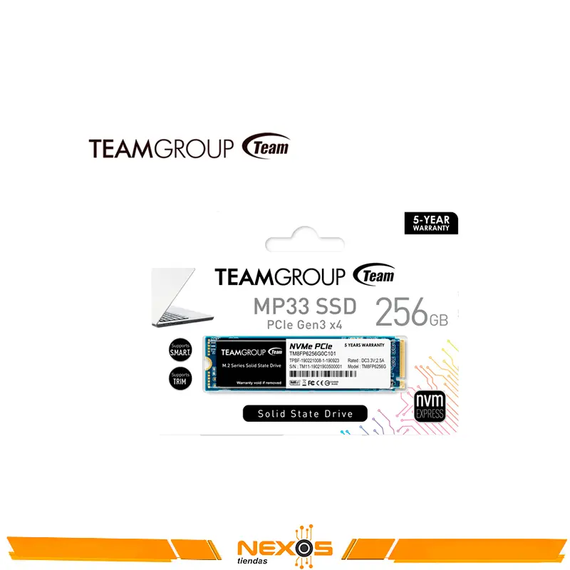 UNIDAD SOLIDA TEAMGROUP MP33 M.2 PCIE SSD, 256GB