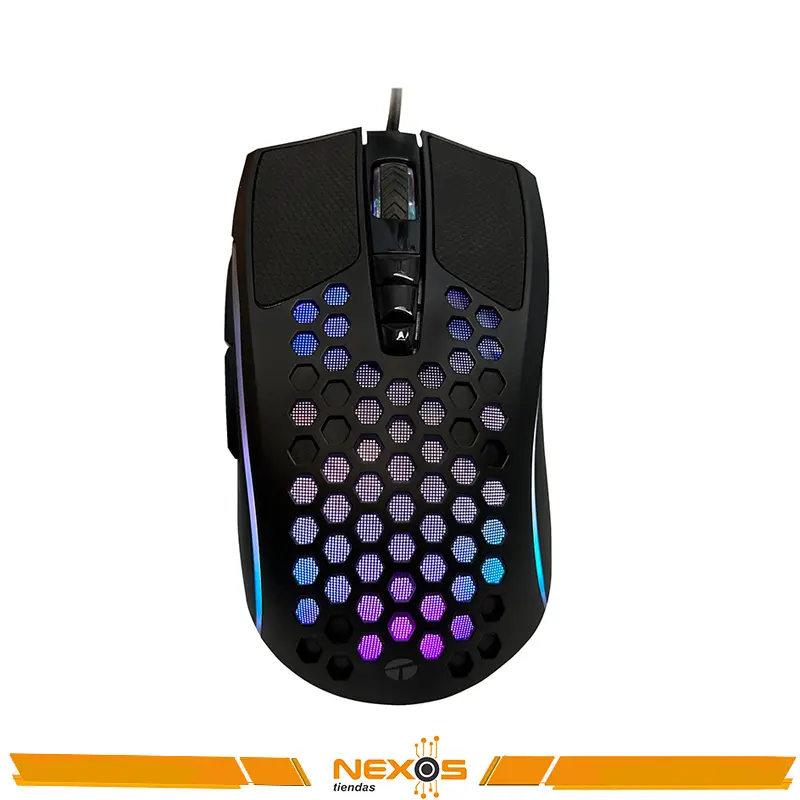 MOUSE TEROS TE-1210G, 7 BOTONES, RGB, NEGRO