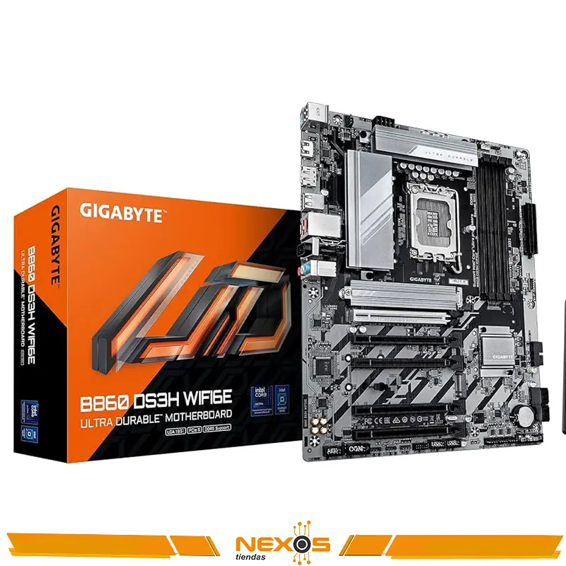 PLACA MADRE GIGABYTE B860 DS3H WIFI6E, CHIPSET INTEL B860, LGA 1851, HDMI, DP, ATX DDR5 