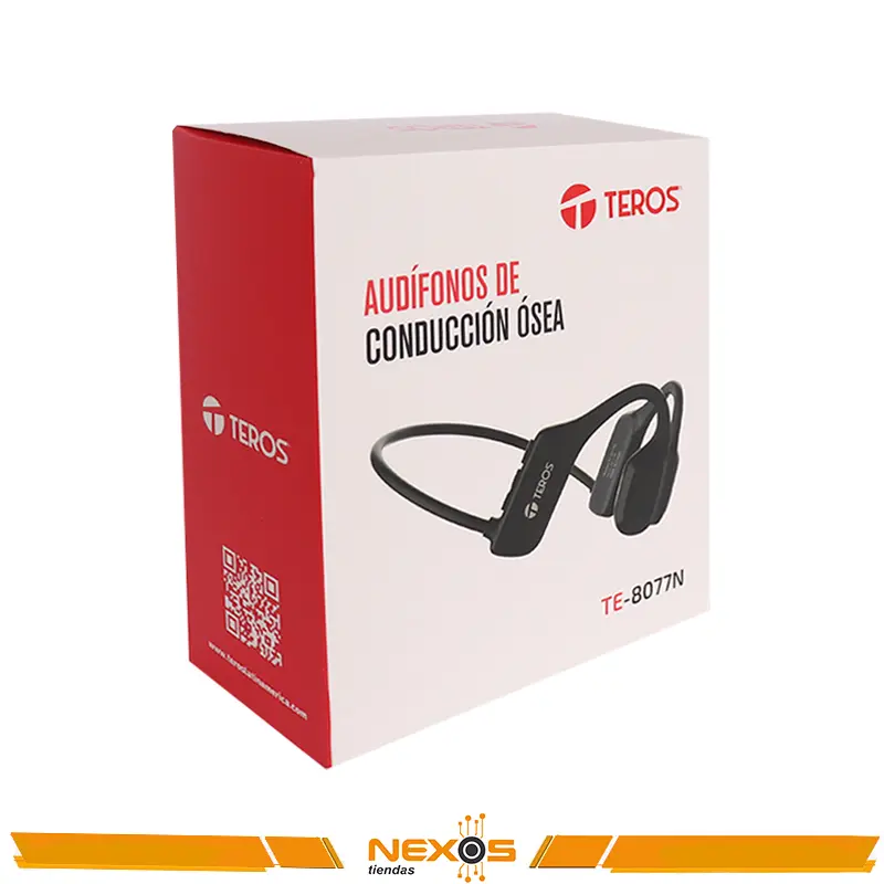AUDÍFONOS DE CONDUCCIÓN ÓSEA TEROS TE-8077N, BLUETOOTH, NEGRO