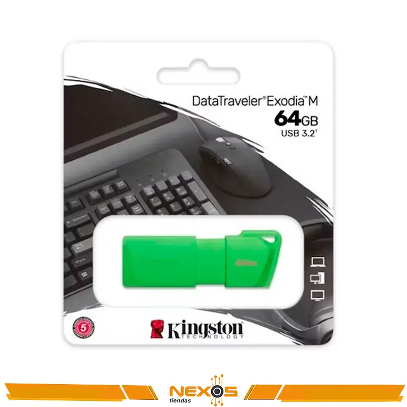 MEMORIA USB KINGSTON 64GB DATATRAVELER EXODIA USB 3.2 NEON GREEN (VERDE) 