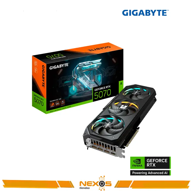 TARJETA DE VIDEO GIGABYTE GEFORCE RTX 5070 OC 12G GDDR7 CUDA 6144 192-BIT, HDMI, DP