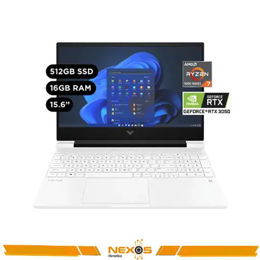 [1111111208] LAPTOP HP VICTUS 15-FB0109LA RYZEN 7-5800H, 16GB DDR4 3200MHz SSD 512GB NVMe, RTX3050 4GB 15,6" FHD(1920X1080) BLANCO