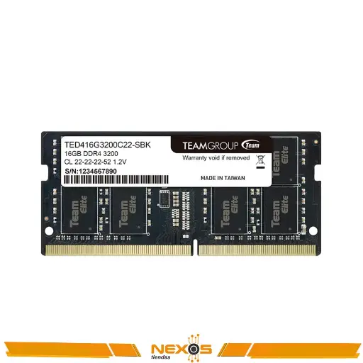 [1111111755] MEMORIA RAM SODIMM TEAMGROUP ELITE, 16GB DDR4-3200MHZ (PC4-25600) 1.2V, CL22