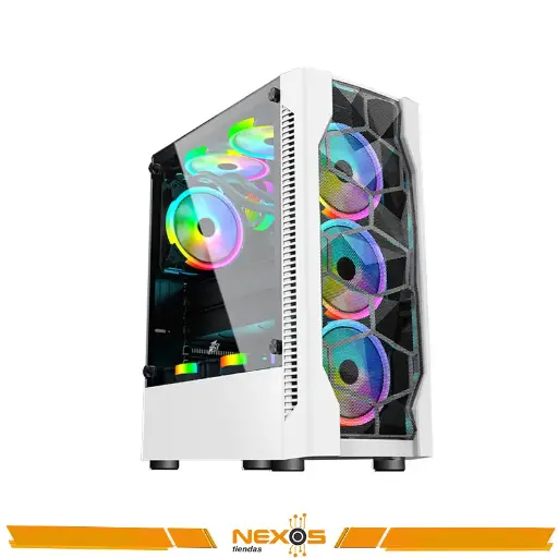 [1111113329] CASE 1STPLAYER RAINBOW D4 ( 1S-CA1ST-D4 )S/ FUENTE | BLANCO | 1 PANEL VIDRIO | X4 FAN | LED- RGB 