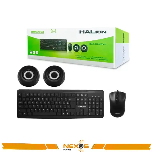 [1111113861] TECLADO HALION HA-KIT45 KIT OFFICE TECLADO + MOUSE + PARLANTES