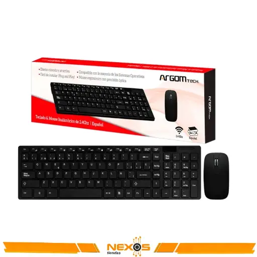 [1111113832] TECLADO ARGOMTECH 7436 KIT TECLADO + MOUSE WIRELESS NEGRO