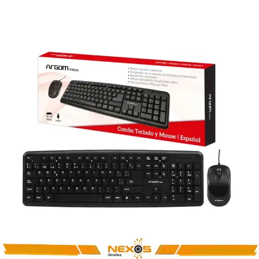 [1111113831] TECLADO ARGOMTECH 7418 KIT TECLADO + MOUSE NEGRO