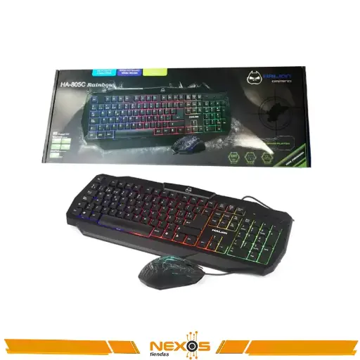 [1111113862] TECLADO HALION RAINBOW HA-805C KIT GAMER TECLADO + MOUSE