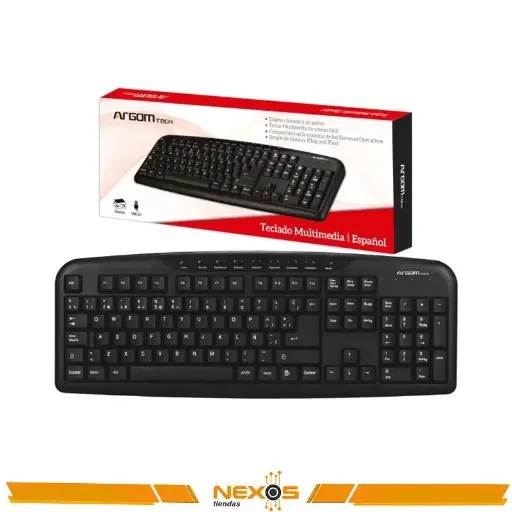 [1111113833] TECLADO ARGOMTECH 7807 MULTIMEDIA ESPAÑOL USB NEGRO