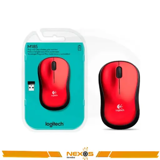[1111113649] MOUSE LOGITECH M185 WIRELESS OPTICO ROJO