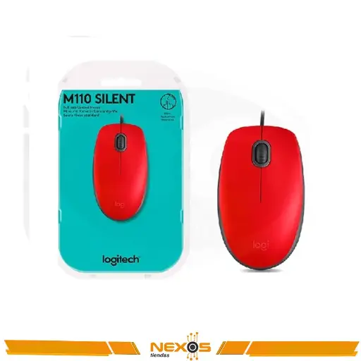 [1111113646] MOUSE LOGITECH M110 SILENT ALAMBRICO USB RED (ROJO)