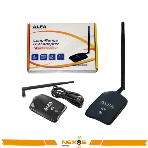 [1111113248] ADAPTADOR WIFI USB ALFA NETWORK AWUS036NHA ATHEROS AR9271L 2.4GHZ/5DBI