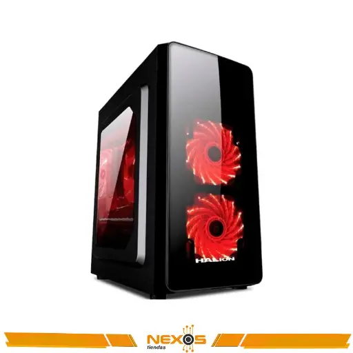 [1111111424] CASE HALION SCORPIO 5506 BLACK 350W LED FAN X2 ROJO