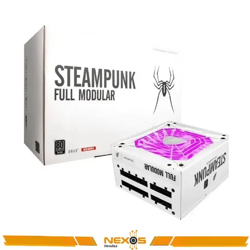 [11111111203] FUENTE DE PODER 1STPLAYER 750W STEAMPUNK FULL MODULAR LED 80 PLUS SILVER BLANCO