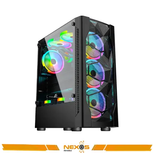 [111111112558] CASE 1STPLAYER RAINBOW D4 ( 1S-CA1ST-D4 ) S/ FUENTE | NEGRO| 1 PANEL VIDRIO | X4 FAN 