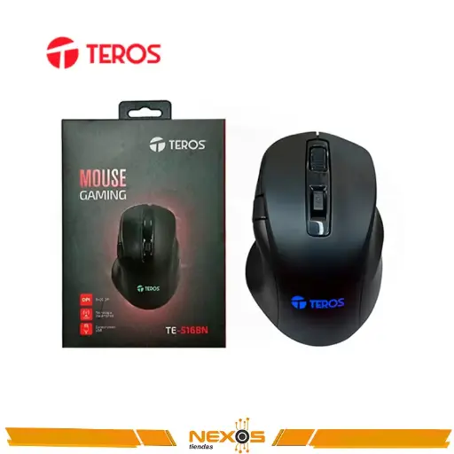 [111151834] MOUSE TEROS TE-5168N OPTICO 6400 DPI RGB NEGRO 7 BOTONES