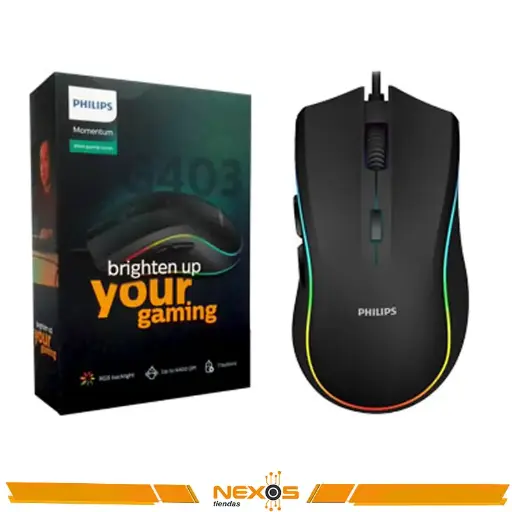 [111151830] MOUSE PHILIPS MOMENTUM GAMER G403, 6400 DPI, RGB, 6 BOTONES, USB