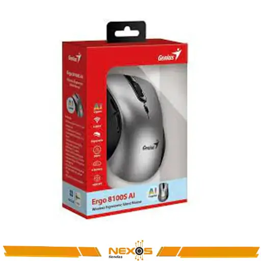MOUSE GENIUS ERGO 8100S AI WIRELESS SILVER 