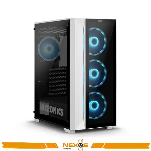 [1111111793] CASE MICRONICS WARRIOR MIC CG803W WHITE GABINETE GAMER C/VIDRIO TEMPLADO, 4 FAN ARGB, USB