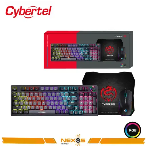 [1111111801] KIT TECLADO MECANICO CYBERTEL STRIKER CBX GT1802  RAINBOW + MOUSE