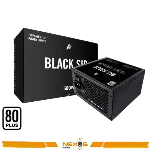 [1111111802] FUENTE DE PODER 1STPLAYER CERTIFICADA 500W, 80+ WHITE, BLACK.SIR (PS-500BS) 