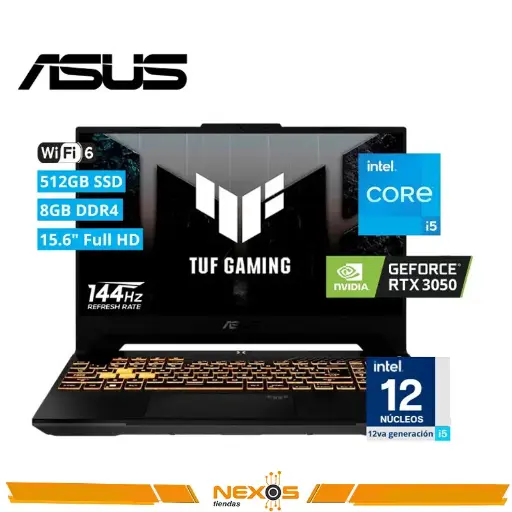 [1111111804] LAPTOP ASUS TUF FX507ZC4-HN005 15.6" FHD IPS i5 12500H 2.5 / 4.5 GHZ 8GB DDR4-3200 SODIMM 512GB SSD M.2, RTX 3050 4GB 