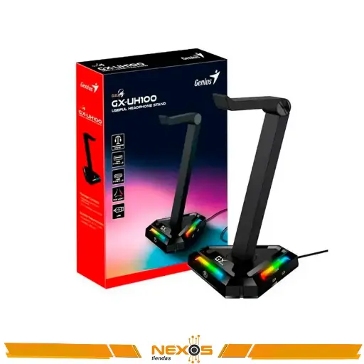 [111111820] BASE GENIUS GX AUDIFONO GX-UH100 USB 2-PORT USB-A 2-PORT USB-C RGB BLK