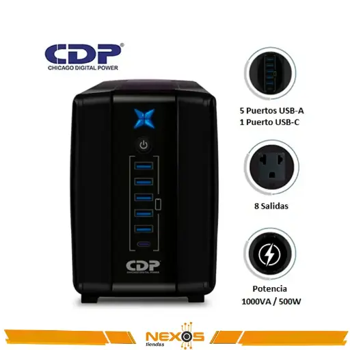 [1111111831] UPS CDP 1000VA (500w) R-UPR1008i INTERACTIVO 5-USB3.0