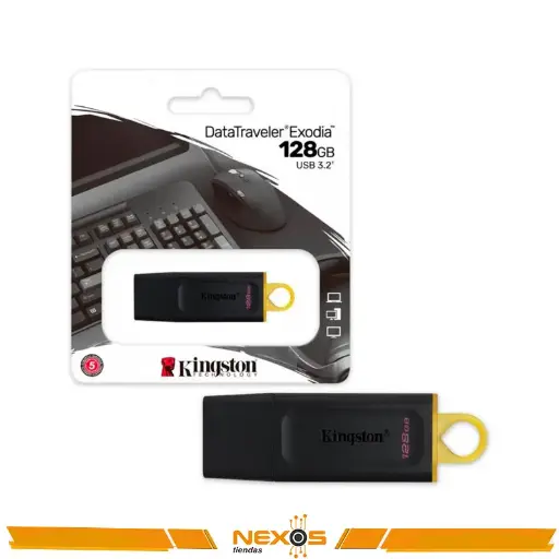 [1111111836] MEMORIA USB KINGSTON 128GB DATATRAVELER EXODIA 3.2 NEGRO