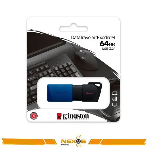[1111111837] MEMORIA USB KINGSTON 64GB DATATRAVELER EXODIA USB 3.2 NEGRO/AZUL