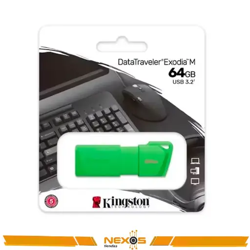 [1111111741] MEMORIA USB KINGSTON 64GB DATATRAVELER EXODIA USB 3.2 NEON GREEN (VERDE) 